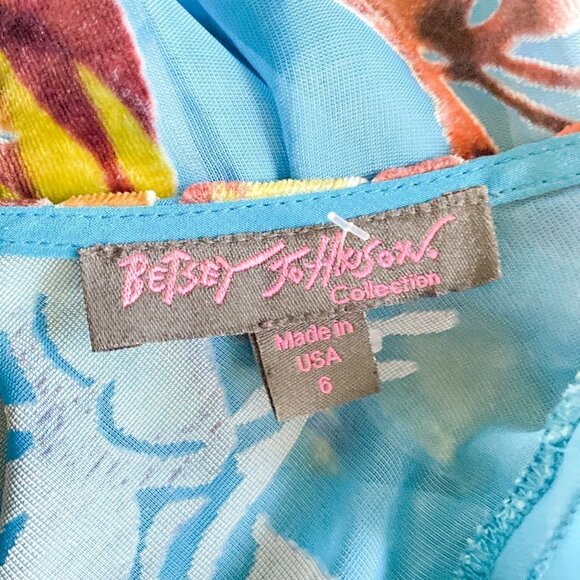 Vintage 00's USA Made Velvet Burnout Floral Ruffle skirt Mini Dress 6 - Picture 2 of 9